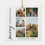 Moderne kerstfoto's voor Merry Collage Keramisch Ornament (Achterkant)