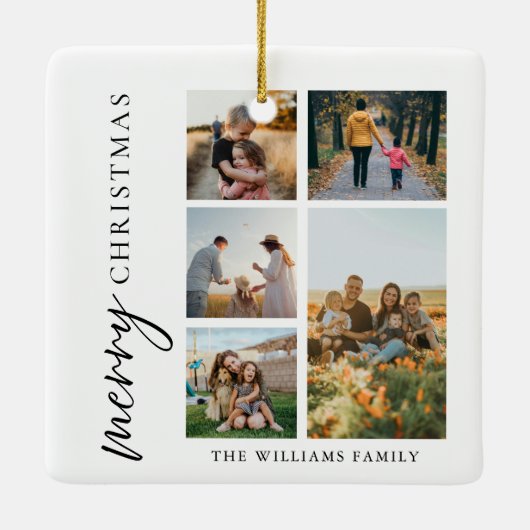 Moderne kerstfoto's voor Merry Collage Keramisch Ornament (Achterkant)