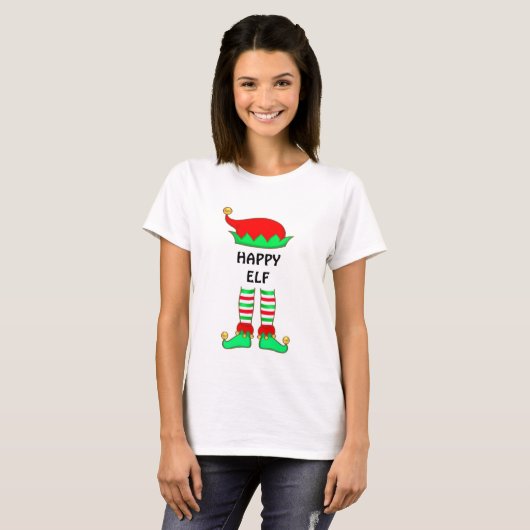 Moderne kerstgelukkige Elf T-Shirt (Voorkant volledig)