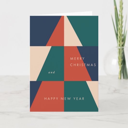 Moderne kerstgeometrie feestdagen kaart (Voorkant)