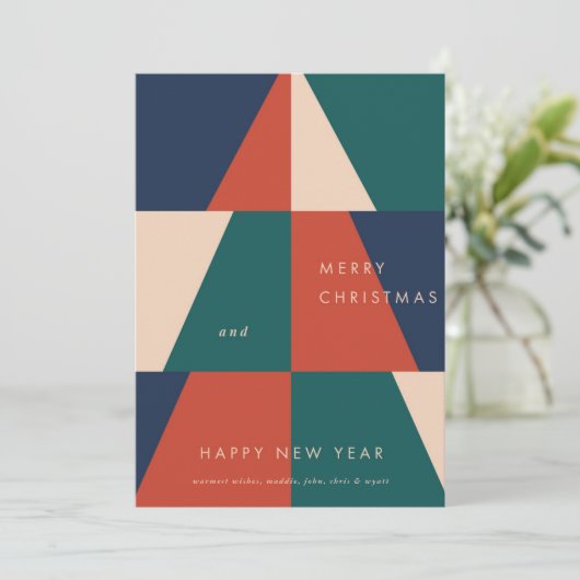 Moderne kerstgeometrie feestdagenkaart (Staand voorkant)