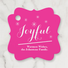 Moderne kerstgepersonaliseerde familie roze roze bedankjes labels