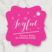 Moderne kerstgepersonaliseerde familie roze roze bedankjes labels (Achterkant)