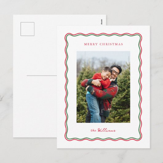 Moderne kerstgolf feestdagenkaart (Voorkant / Achterkant)