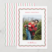 Moderne kerstgolf feestdagenkaart (Voorkant / Achterkant)