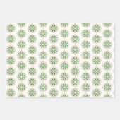 Moderne kerstgouden groene sneeuwflake wrapping inpakpapier vel (Voorkant 3)