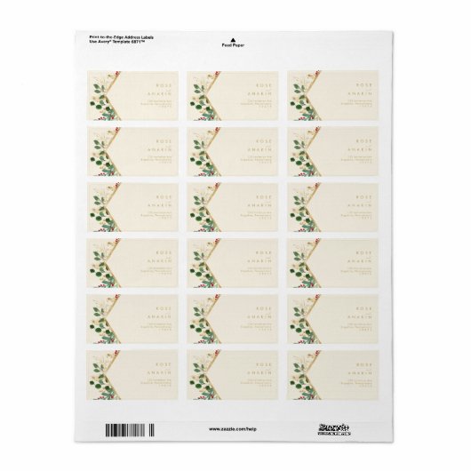 Moderne kerstgrenery | Adres Cream RSVP Etiket (Full Sheet)