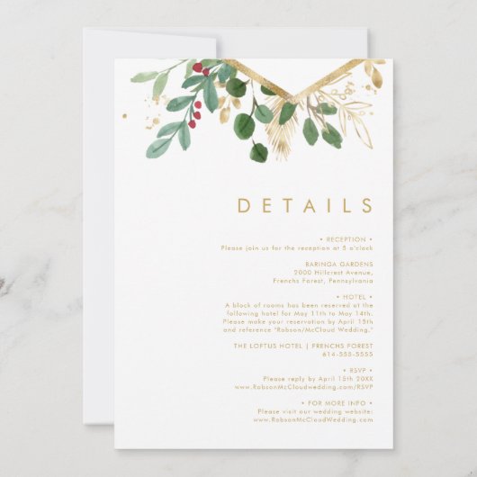 Moderne kerstgrenery | Alles in één bruiloft Kaart (Achterkant)