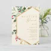 Moderne kerstgrenery | Cream Wedding Brunch Kaart (Staand voorkant)