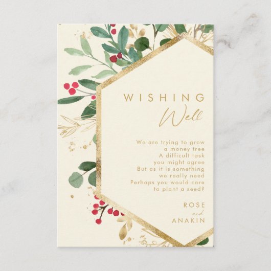 Moderne kerstgrenery | Cream Wishing good Informatiekaartje (Voorkant)