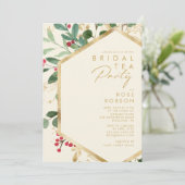 Moderne kerstgrenery | Crème Bridal Tea Kaart (Staand voorkant)