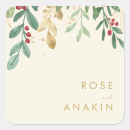 Moderne kerstgrenery | Crème Envelope-afdichtingen Vierkante Sticker