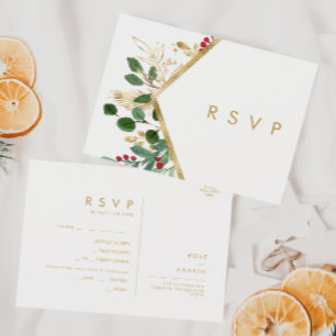 Moderne kerstgrenery Menu Choice RSVP-kaart