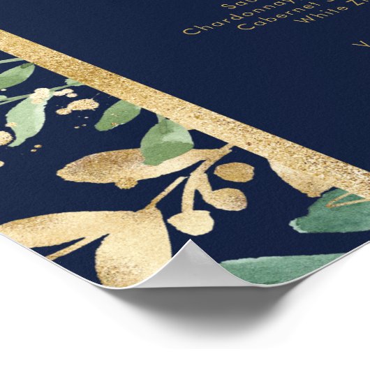 Moderne kerstgrenery | Menu Navy Drinken Poster (Hoek)