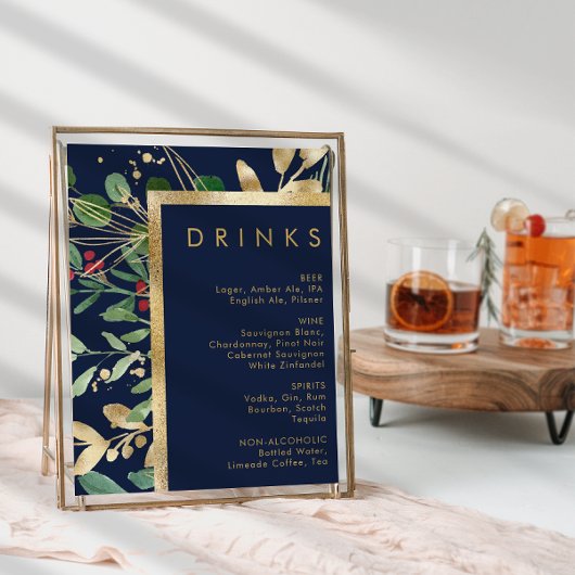 Moderne kerstgrenery | Menu Navy Drinken Poster