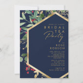 Moderne kerstgrenery | Navy Bridal Tea Party Kaart (Voorkant)