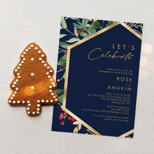 Moderne kerstgrenery | Navy Let's Celebrate Kaart