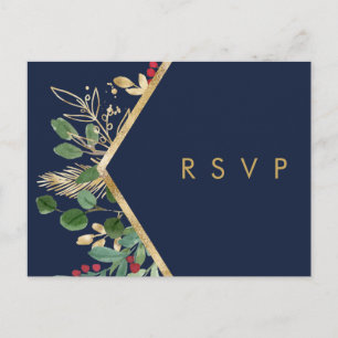 Moderne kerstgrenery   Navy Song Request RSVP Briefkaart