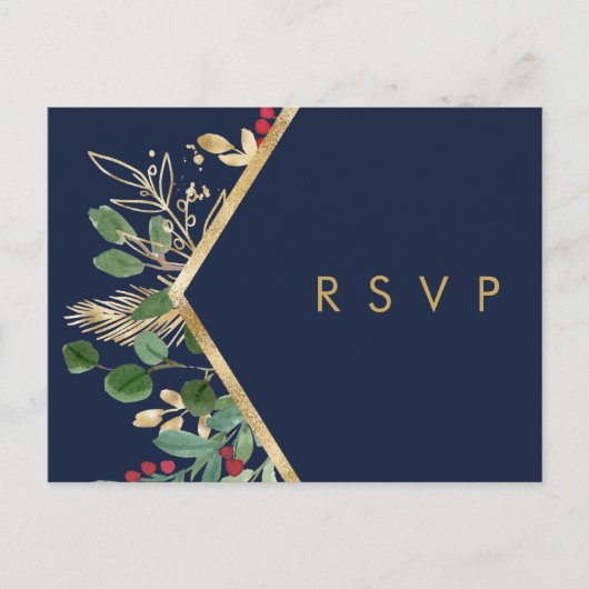 Moderne kerstgrenery | Navy Song Request RSVP Briefkaart (Voorkant)