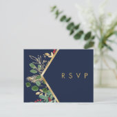 Moderne kerstgrenery | Navy Song Request RSVP Briefkaart (Staand voorkant)