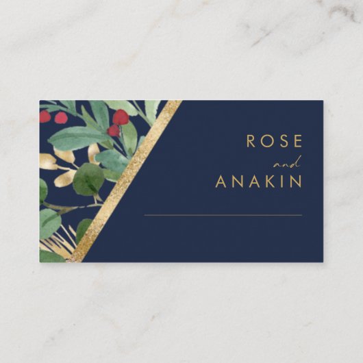 Moderne kerstgrenery | Vaste marinebruiloft Plaatskaartje (Achterkant)