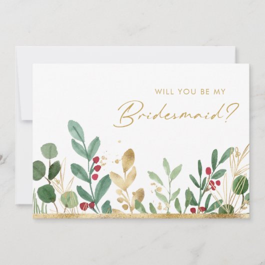 Moderne kerstgrenery | Voorstel Bridesmaid Kaart (Voorkant)