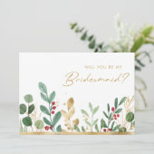 Moderne kerstgrenery | Voorstel Bridesmaid Kaart (Staand voorkant)