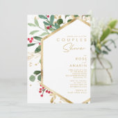 Moderne kerstgrenery | White Couples Shower Kaart (Staand voorkant)