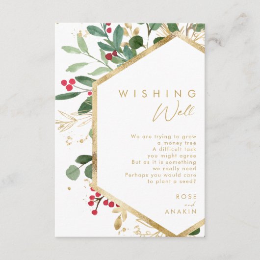 Moderne kerstgrenery | White Wishing Well Informatiekaartje (Voorkant)