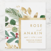 Moderne kerstgrenery | Wit huwelijk Wijn Etiket (Enkel label)