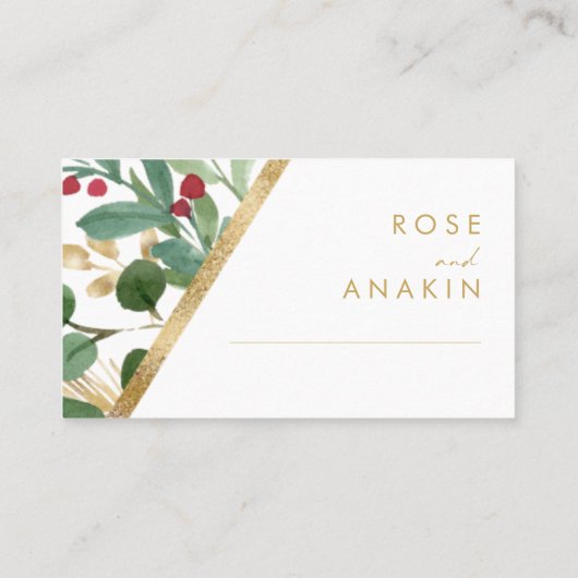 Moderne kerstgrenery | Wit platte bruiloft Plaatskaartje (Achterkant)