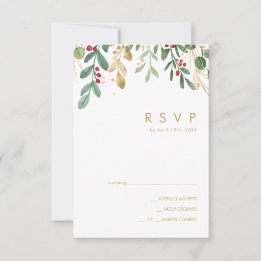 Moderne kerstgrenery | Witte RSVP-kaart RSVP Kaartje (Voorkant)
