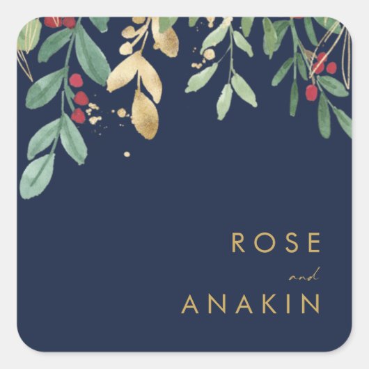 Moderne kerstgrenery | Zeeslagzegel Vierkante Sticker (Voorkant)