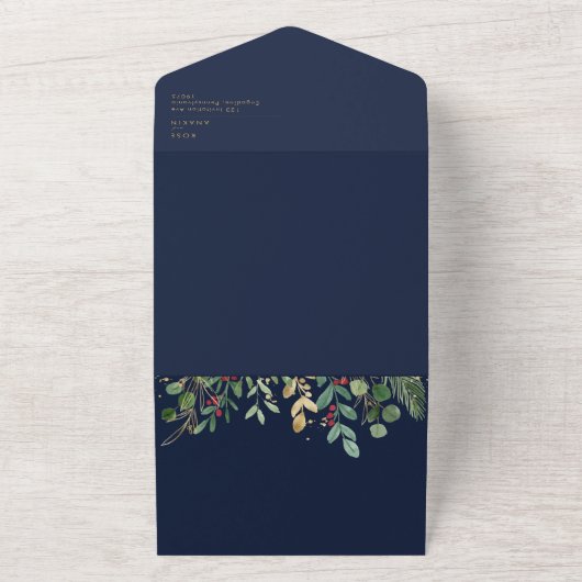 Moderne kerstgrenery | Zegel van de zeemacht en al All In One Uitnodiging (Buitenkant)