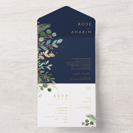 Moderne kerstgrenery | Zegel van de zeemacht en al All In One Uitnodiging (Binnen)