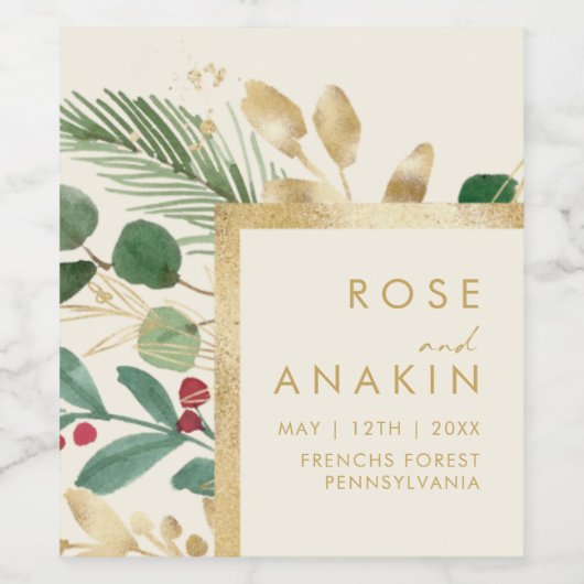 Moderne kerstgrenery | Zwemweddenschap Wijn Etiket (Enkel label)