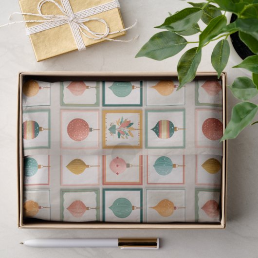 Moderne Kerstgrid met Ornamenten Tissuepapier (Geschenk)