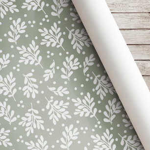 Moderne Kerstgroen Blad Holiday Cadeau Salie Groen Cadeaupapier