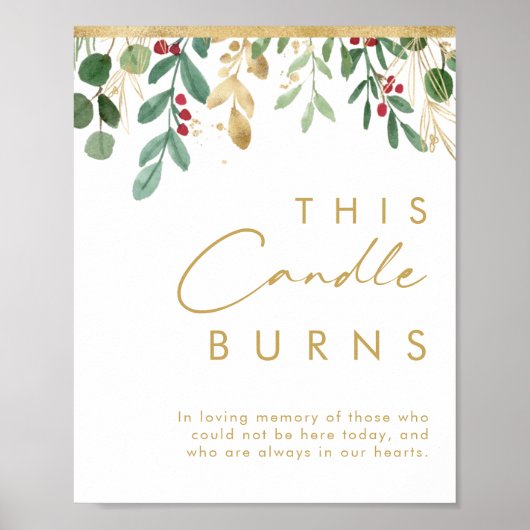 Moderne Kerstgroen | Deze Kaars Brandde Bericht Poster (Voorkant)