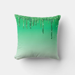 Moderne kerstgroen glamoureus glitter-drift kussen