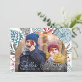 Moderne Kerstgroen Kerst Foto Feestdagenkaart (Staand voorkant)