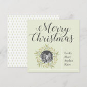 Moderne Kerstgroen Krans Foto Feestdagenkaart (Voorkant / Achterkant)