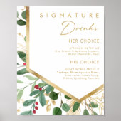 Moderne Kerstgroen | Witte Signature Dranken Poster (Voorkant)