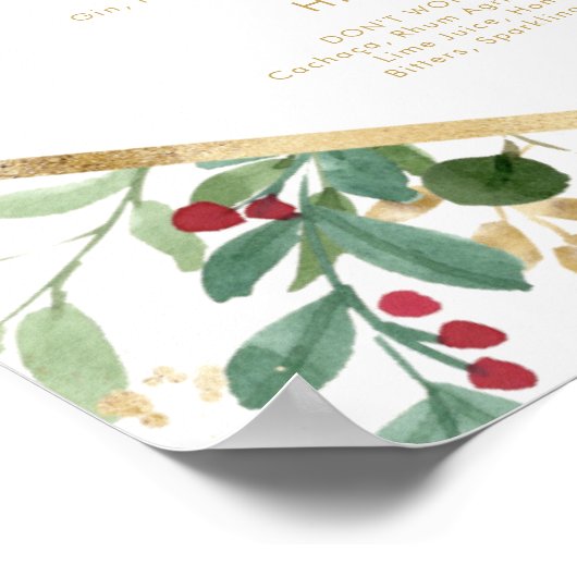 Moderne Kerstgroen | Witte Signature Drankjes Poster (Hoek)