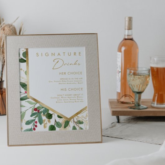 Moderne Kerstgroen | Witte Signature Drankjes Poster