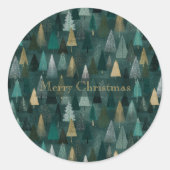 Moderne Kerstgroene&Gouden Bomen Sticker (Voorkant)