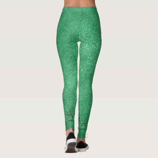 Moderne kerstgroene rendierdames leggings (Achterkant)