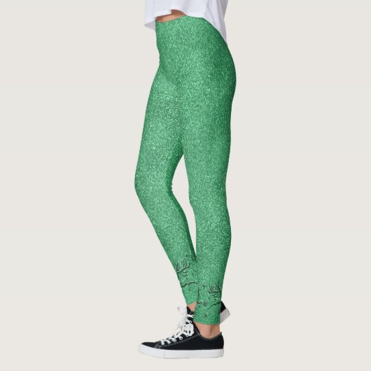 Moderne kerstgroene rendierdames leggings (Links)
