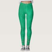 Moderne kerstgroene rendierdames leggings (Voorkant)
