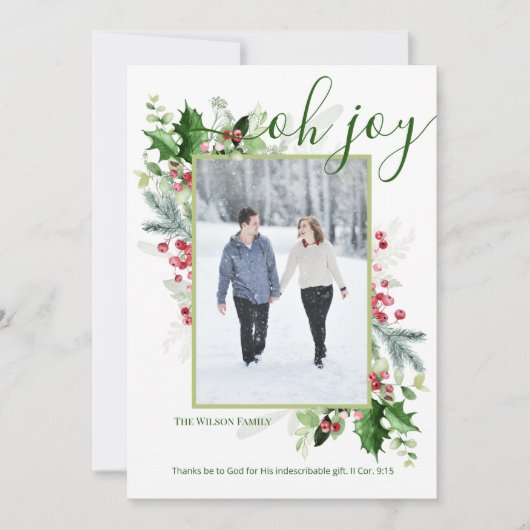 Moderne kerstgroenery Religieuze Greeting Feestdagenkaart (Voorkant)